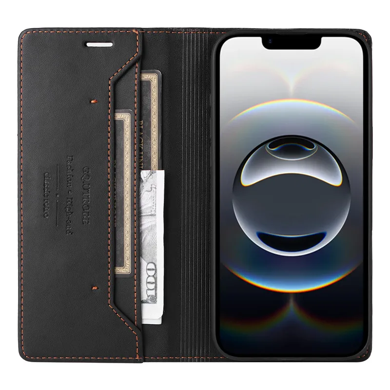 Magnetic Wallet Anti-theft Lea - Leather Wallet Card Holder Phone Cover review and price