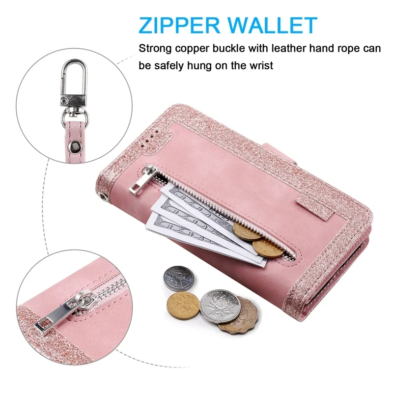 Luxury Glitter Powder Wallet C - Leather Wallet Card Holder Phone Cover review and price